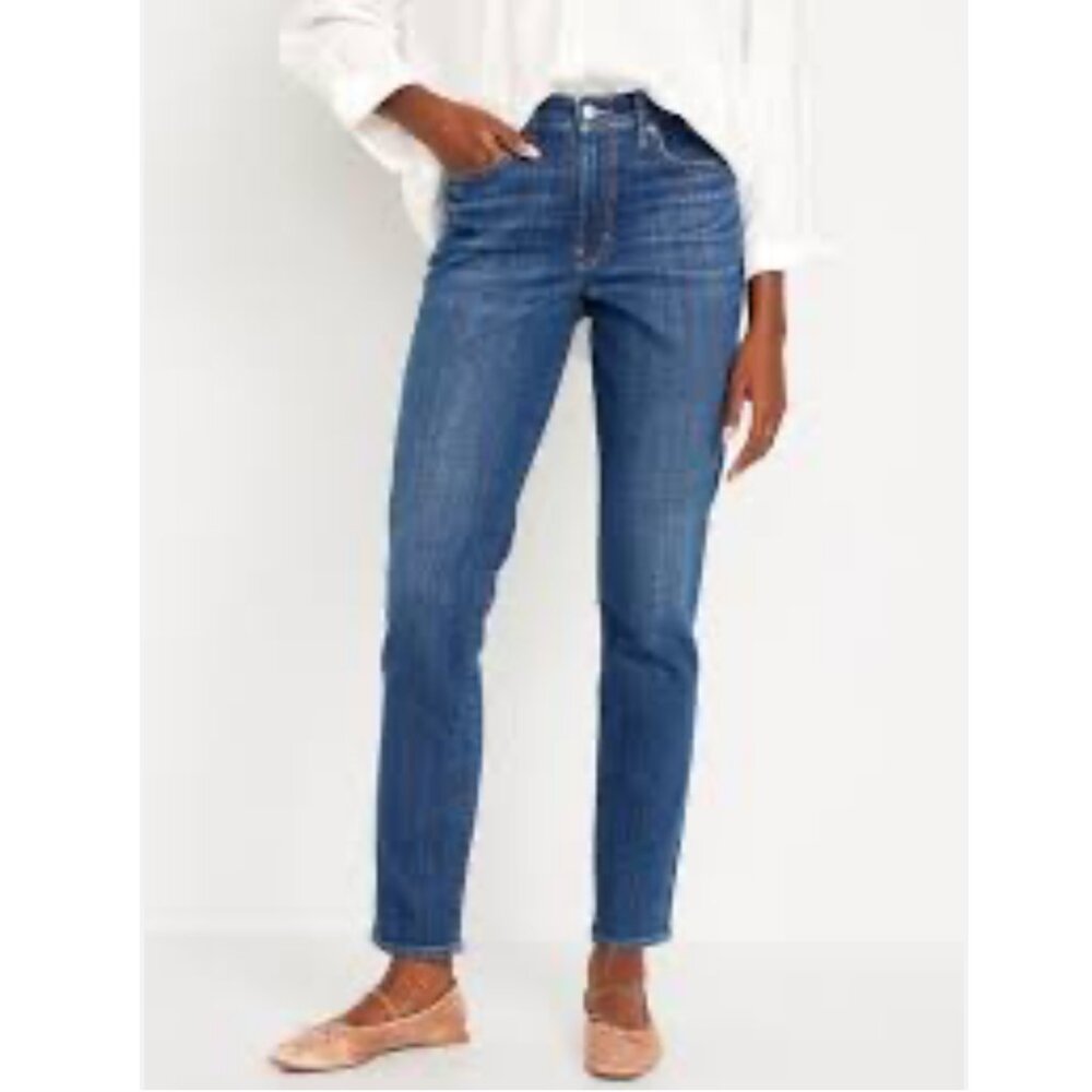 Old Navy High-Rise O.G. Strait Stretch Jeans, Size 10, Medium Wash